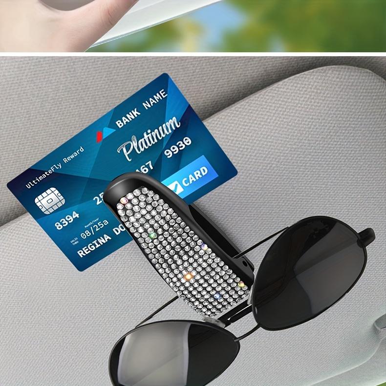 1pc Sparkling Rhinestone - Car Sun Visor Clip - Multifunctional Fashion Glasses Holder for Vehicle Interior Accessories