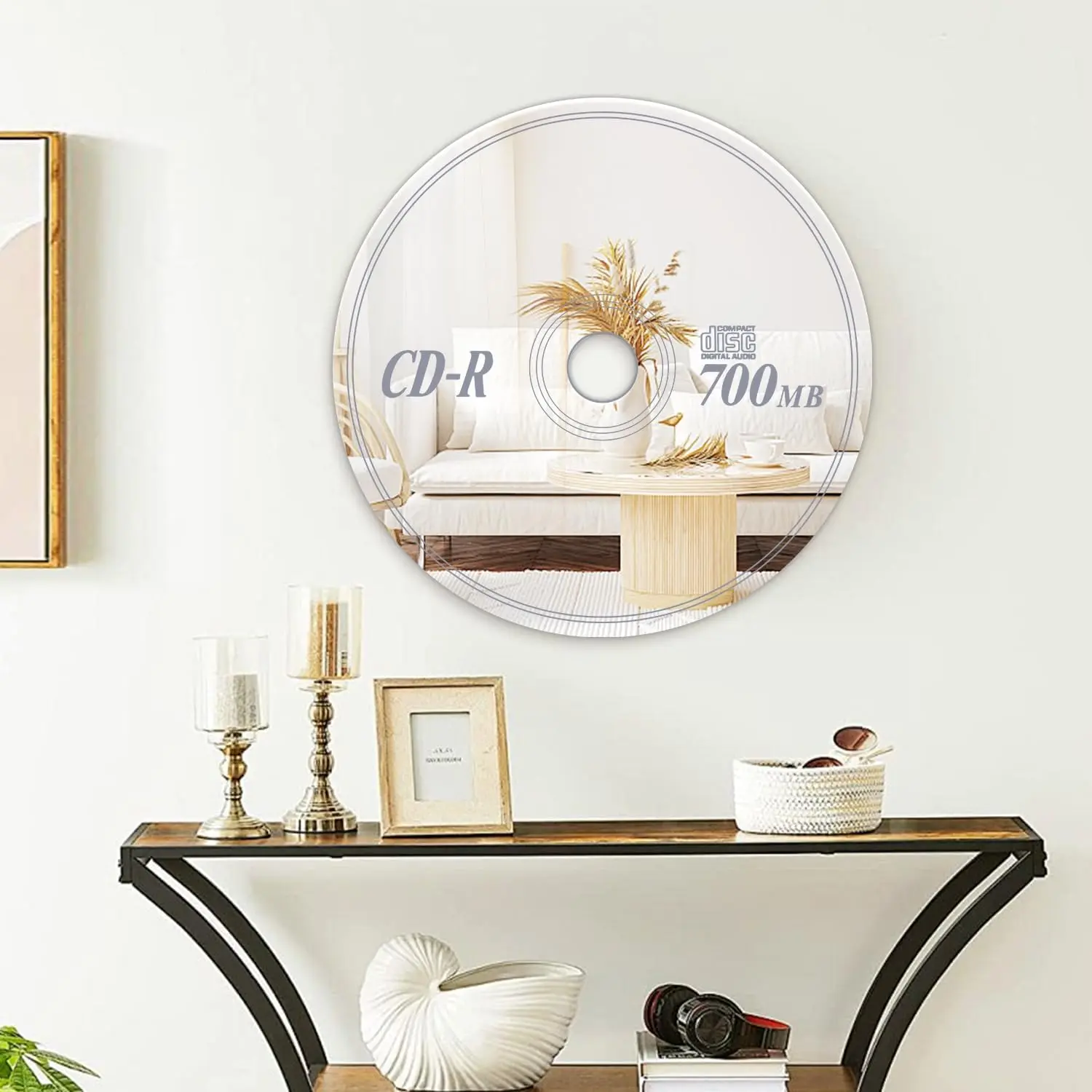 CD Mirror 13x13 Inch, Cool Music Room Decor, Y2K Wall Decor, Funky Home, Nostalgic Silver Acrylic Mirror, Vinyl Retro, Creative Gift