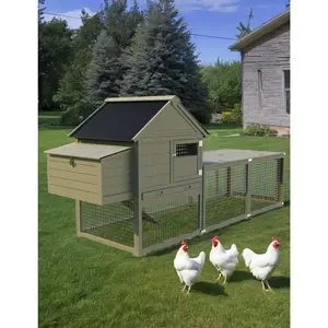 GAOMON 109in Wooden Chicken Coop & Rabbit Hutch – Large Outdoor/Indoor Poultry Coop – Waterproof, Anti-UV Roof – Leakproof Tray, Nesting Box, Ramp – Fits 3-5 Chickens