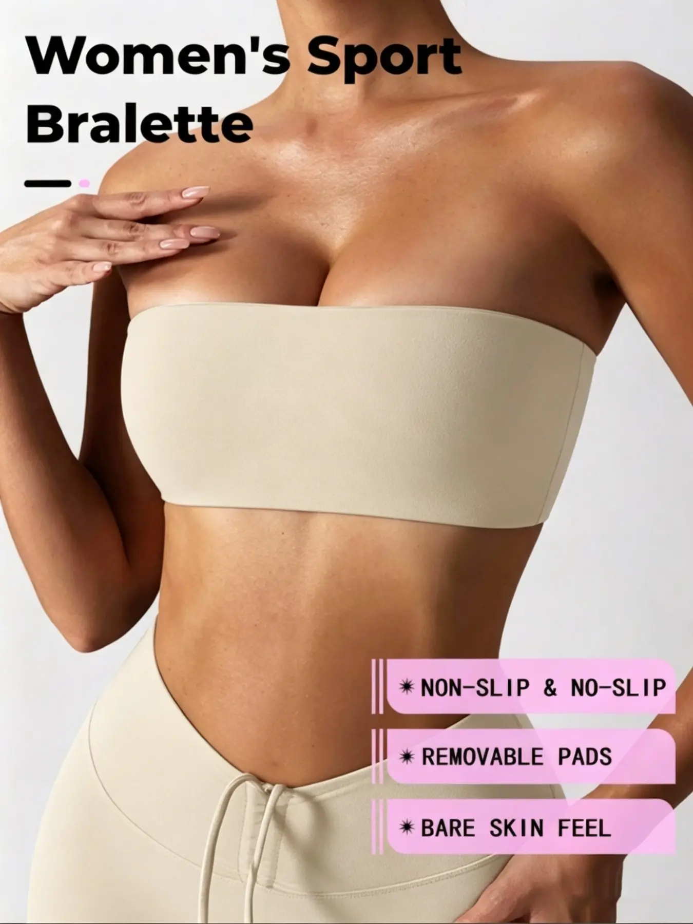 Women's Bare Feel Sports Bra, One-Piece Anti-Showthrough Cami Underwear, Tight Yoga Top, Fitness Apparel, Seamless Design, Sports Bandeau Bra, Sporty Bra, Sport Bras, Workout Bras