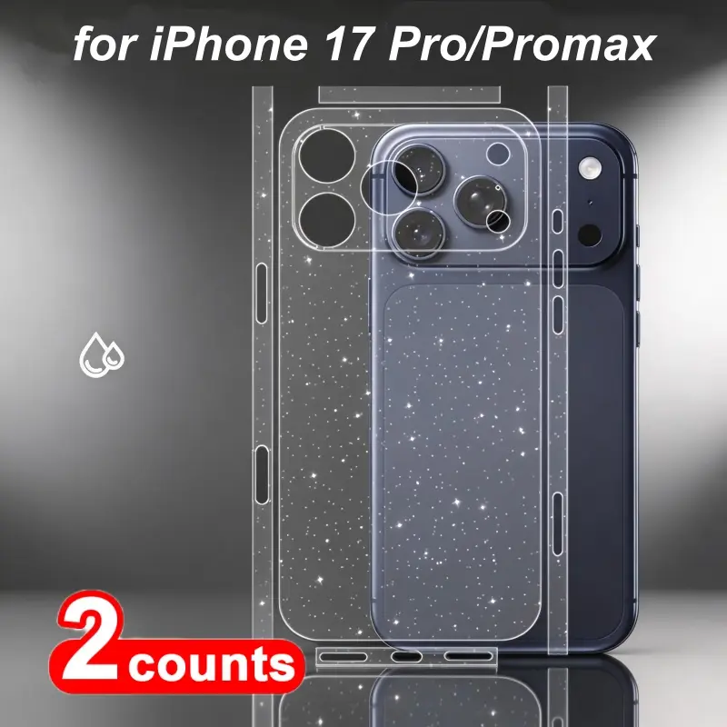 2 Pack Back Screen Protector Compatible for iPhone 17 Pro/Pro Max | Transparent Frosted,Not Glass Hydrogel Protector Film,Ultra-Thin,Full Wrapped Edge, Mobile Phone Accessory