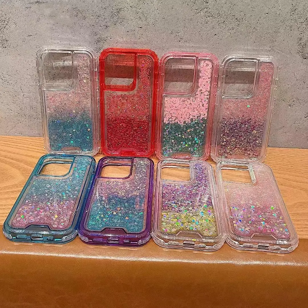 Compatible with iPhone 16 Pro Max/16 Pro/15/14 | Gradient Glitter Full Wrap Shockproof Phone Case HNZ0394