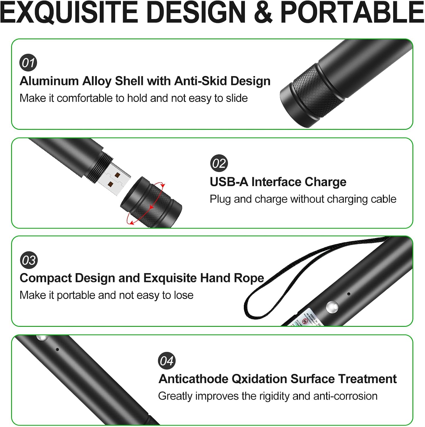 Rechargeable Green Laser Pointer/ Line Light Flashlight Long Distance Range for TV/LED/LCD Screens  Flashlights Presentation, Laser Pointer Cat Toy,Office / Outdoors / Astronomic / Construction