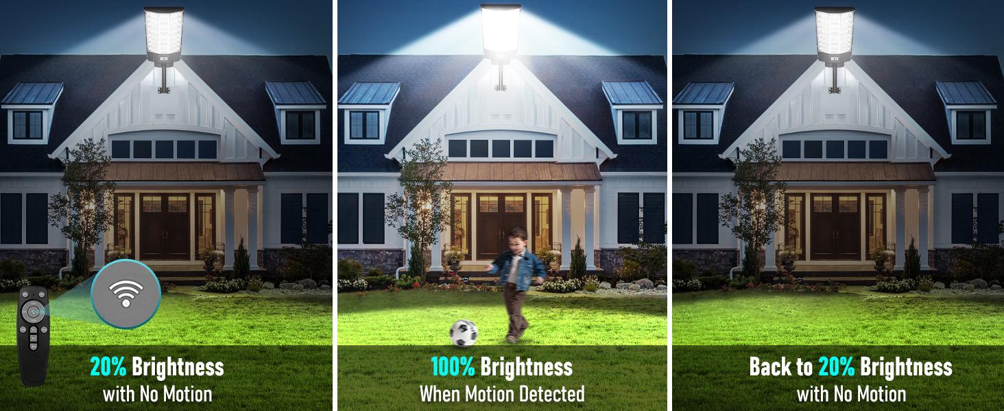 1/2/4 Packs Solar Street Lights Outdoor, Motion Sensor Solar Lights, 6500K LED Street Light Dusk to Dawn Waterproof, Commercial Parking Lot Lighting with Remote