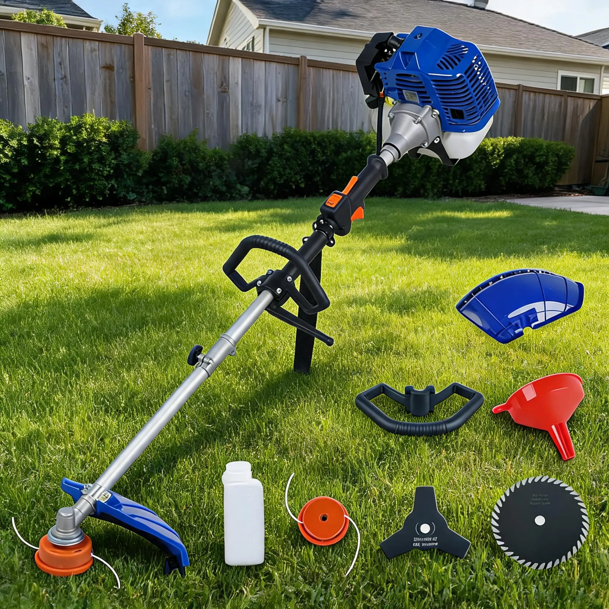 Garvee 52cc Gas String Trimmer & Brush Cutter Kit, 3-in-1 Heavy Duty Weed Wacker with 40T Blade, 43cc/52cc Eng Professional Lawn Edger for Yard