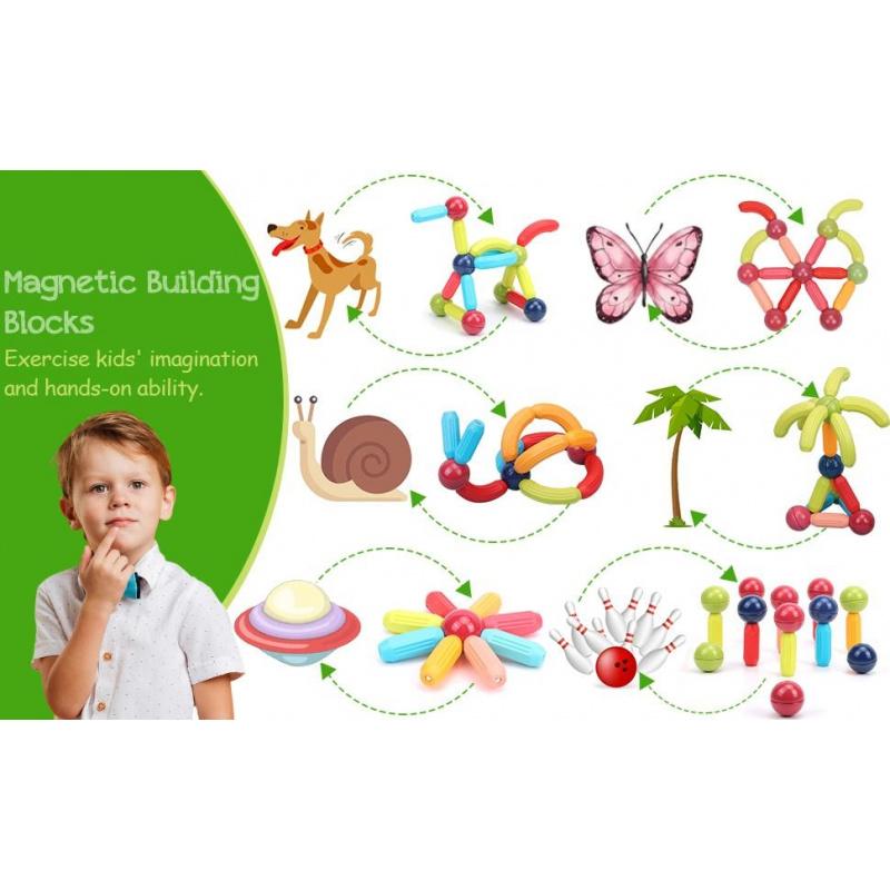 Magnetic Building Blocks for Kids: Magnetic Stick Montessori Game for 3 4 5 Years Old Toddlers - STEM Starter Toy for Kids Age 3-5 Preschool - Birthday Gift for Boys Girls