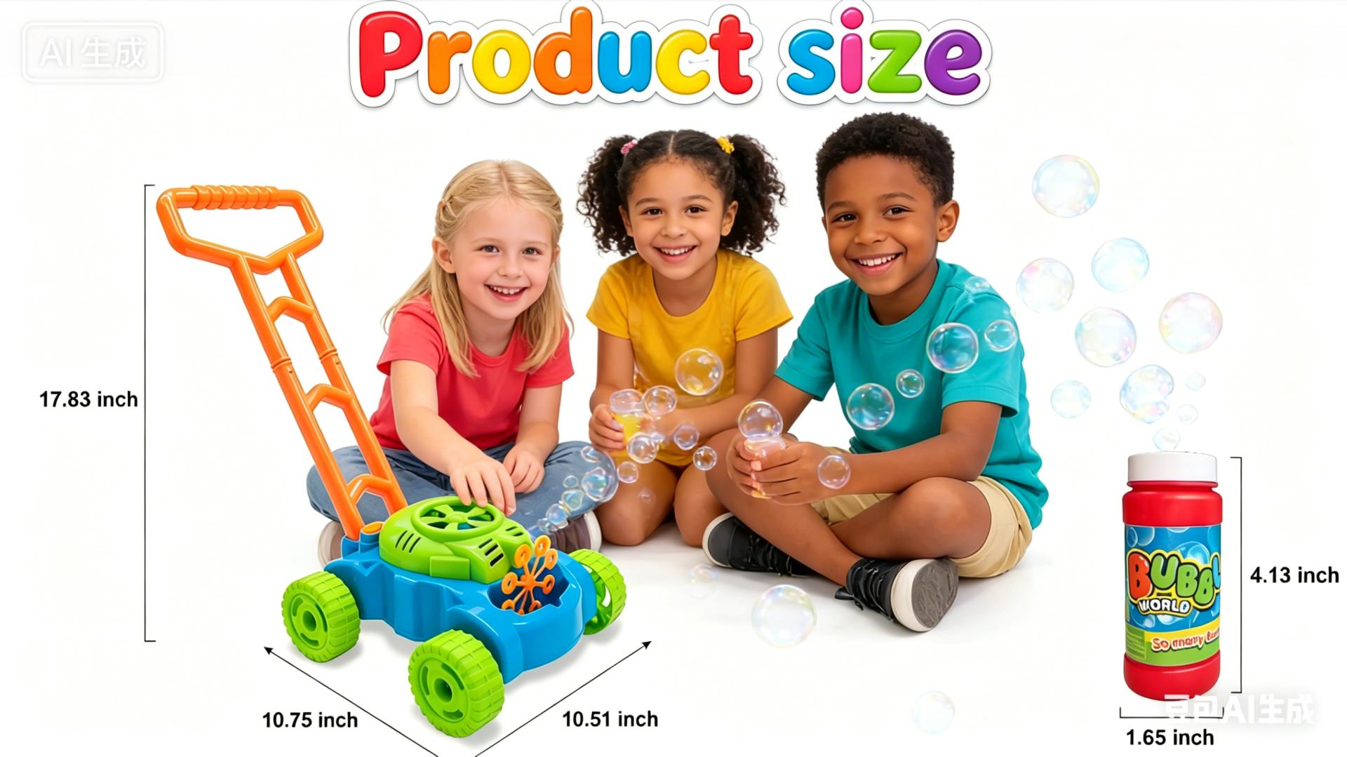 ArtCreativity Bubble Lawn Mower ,Kids Bubble Machine for Toddlers 1-5, Bubbles Blowing Push Toys for Kids, Summer Outdoor Gardening Toys for Birthday Gifts Boys & Girls