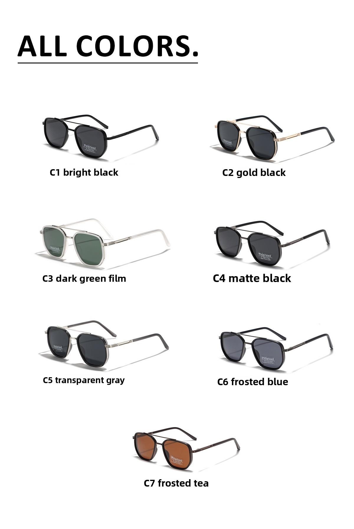 Classic Geometric Double Beam Sunglasses for Women Men Polarized Retro Tattoo Sunglasses for Travel Driving&Anti-Glare Eye Protection