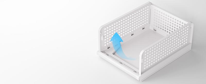 7CODE 5 Pack Stackable Closet Storage Basket, Multifunctional & Foldable Closet Organizer for Bathroom Kitchen Laundry Room Wardrobe Storage, Space-Saving Clothes Storage Drawer Organizer, White