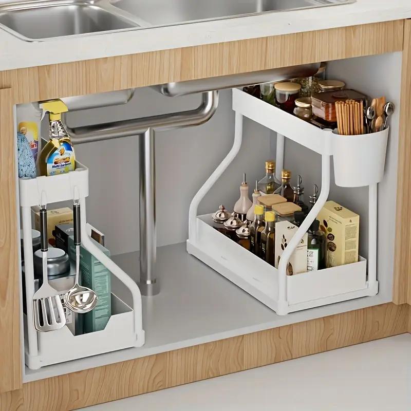 2-Layer Pull-Out Storage Rack, Large-Capacity Drawer, Home Organizer for Kitchen and Bathroom #GLOBAL PICKS