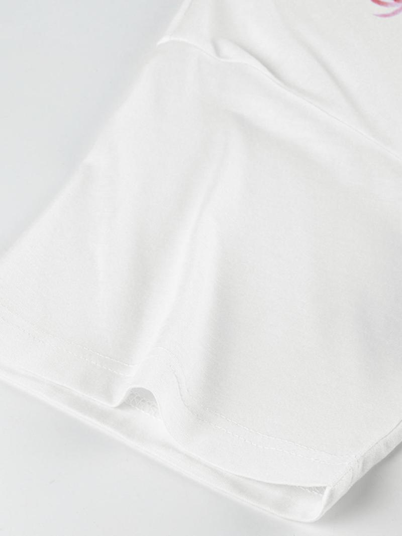 Women's Round Neck Graphic Tee, Casual Drop Shoulder Half Sleeve T-shirt for Daily Wear, Ladies Clothes for All Seasons