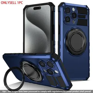 Creative 360-Degree Rotating Car Ring Magnetic Stand, Shockproof Phone Case for iPhone 16 Pro Max, 15 Pro Max, 14, 13, 12, 11