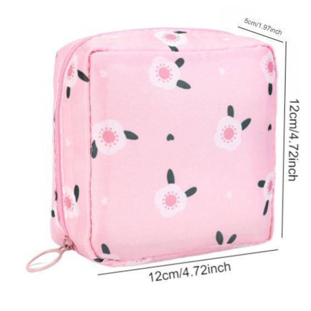 Cartoon Pattern Sanitary Napkin Storage Bag, 1 Count Portable Zipper Sanitary Napkin Storage Bag, Small Storage Bag for Outdoor Travel, Organiser, Storage Organizer Bag, Space Saving Bags