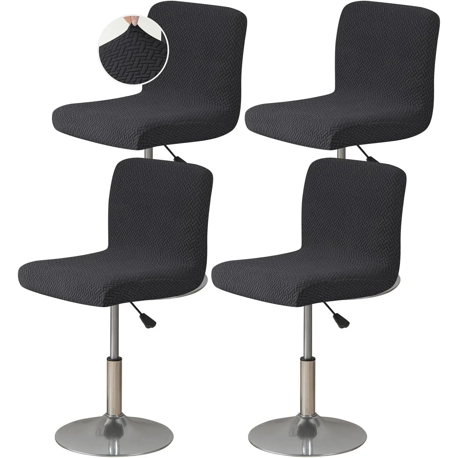 Bar Stool Covers Set of 4, Stretch Bar Stool Chair Cover Slipcovers, Knitted Jacquard Counter Stool Bar Chair Covers for Kitchen Pub Dining Room (Knitted Black)