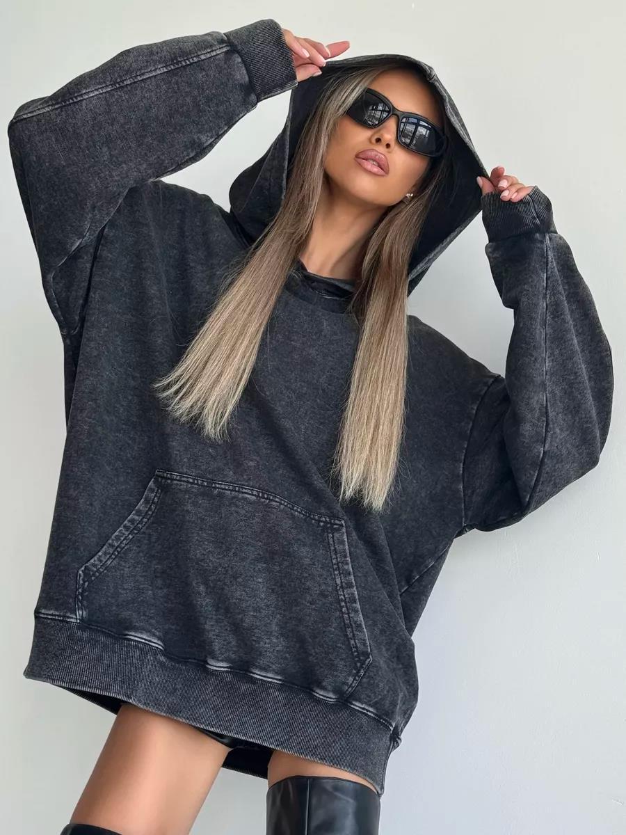 3/4PCS  Colors Couple  Vintage Washed Hoodie 100%Cotton Casual Hoody Comfort Loose Hooded Autumn Warm Fleece Tops Hip Hop Cultural