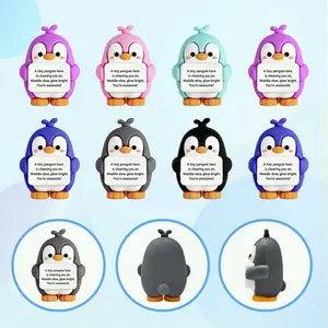 10PCS Cute Inspirational Message Penguin Figurine Multicolor Desktop Ornament Motivational Animal Statue for Gift DIY Home Decoration