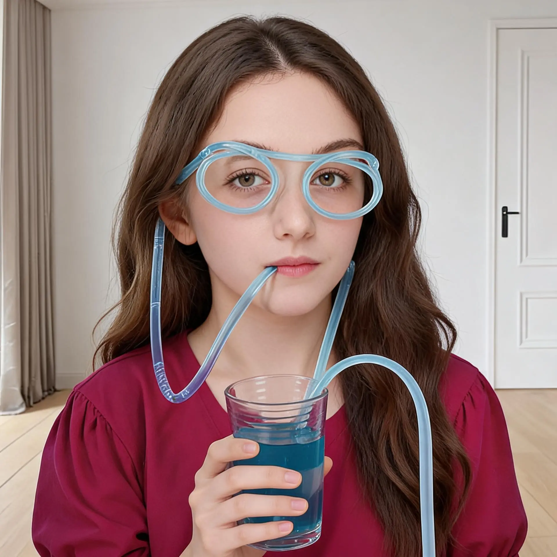 7PCS-2026 DIY Funny Eye Straw Small Toy Drink Internet Celebrity Glasses Straw Creative Fun Extra Long Lazy Straw
