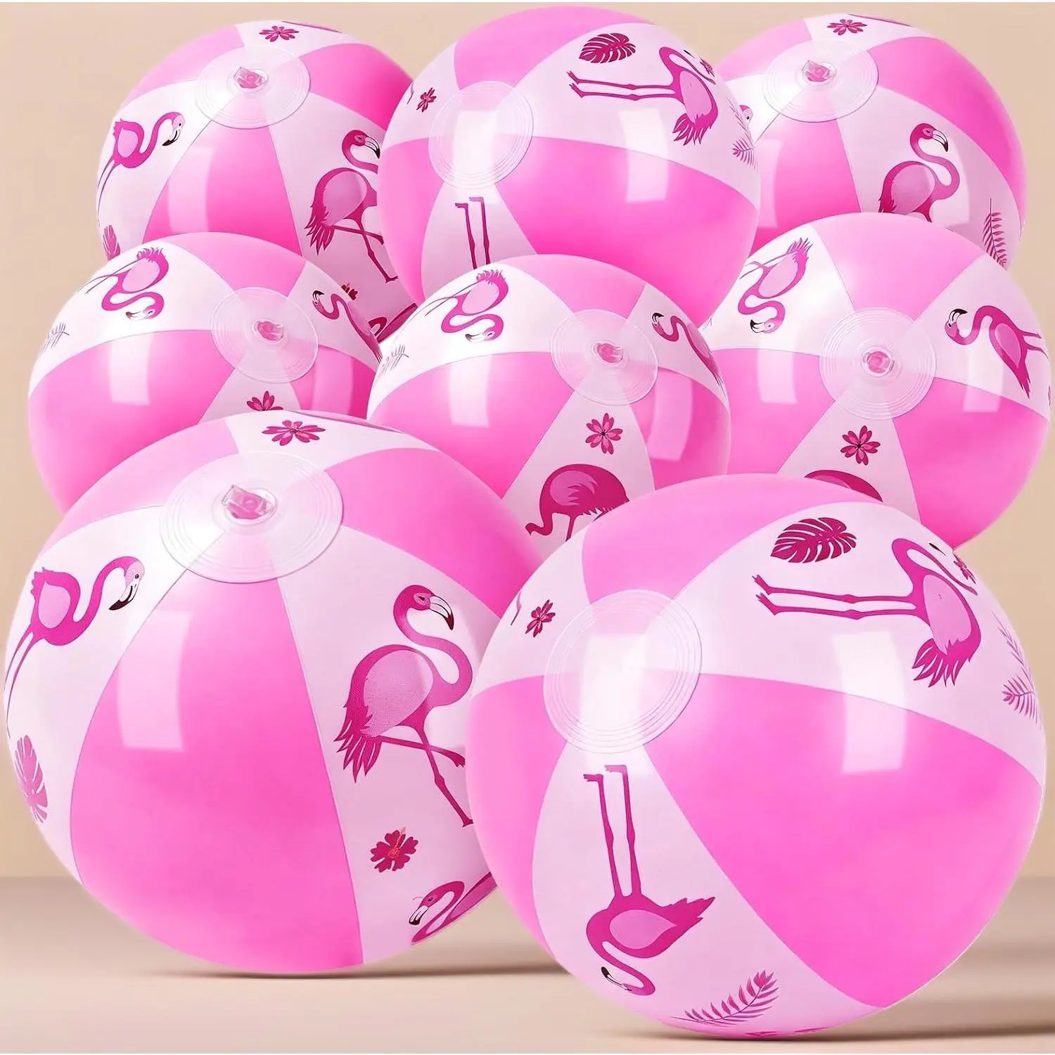 Bulk 8PCS 8" Pink Flamingo Inflatable Beach Balls Summer Pool Water Toy Luau Party Decor Supplies
