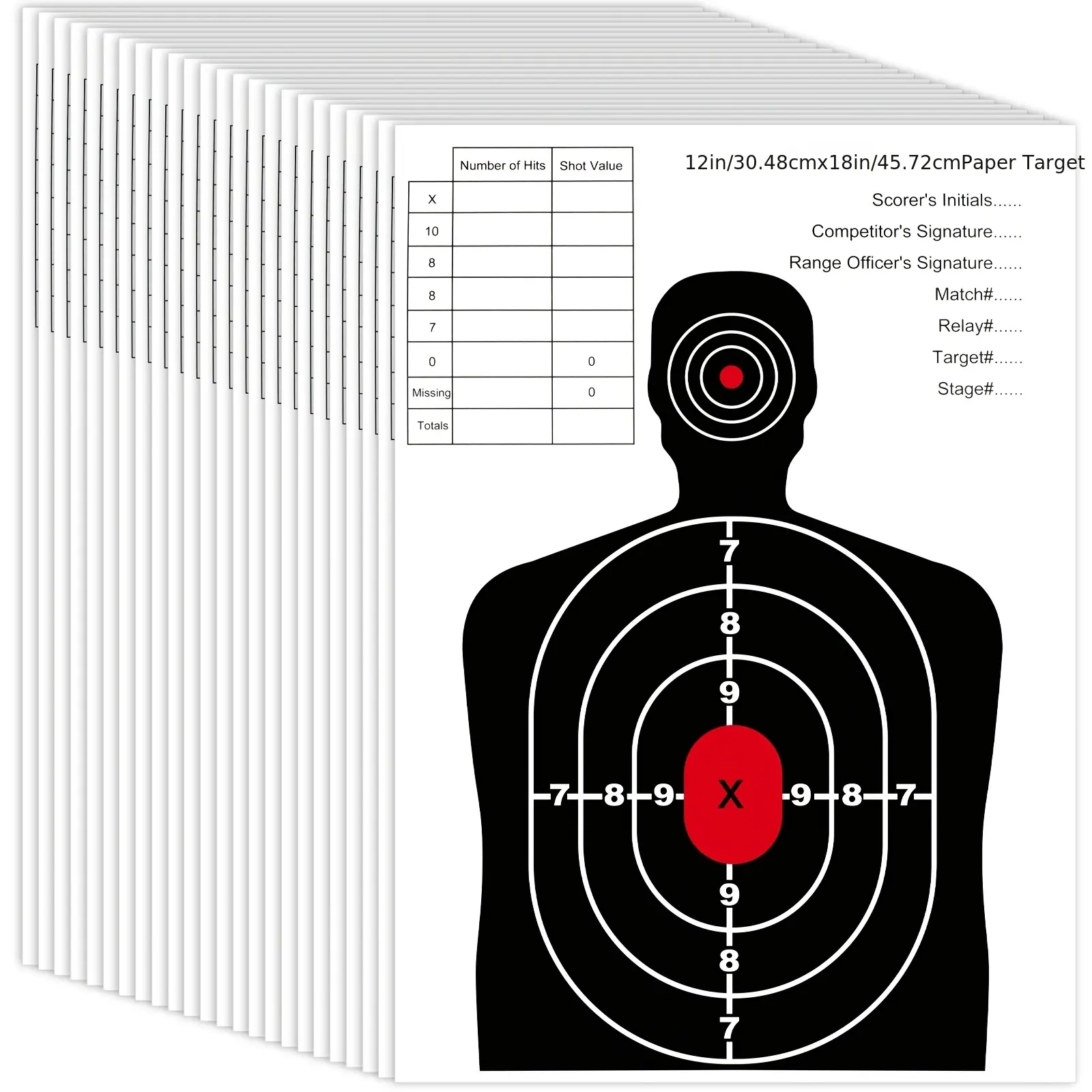 12 x 18 Inch Paper Shooting Targets, Silhouette Aim Targets for Indoor and Outdoor Range Practice, Target Sheets for Handgun, Rifle and Airgun Training