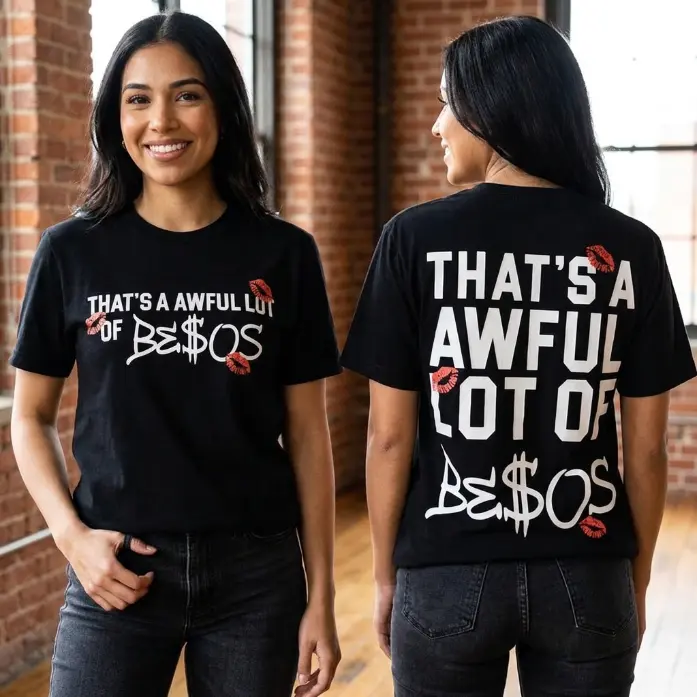 Women's 100% Cotton Classic Neck Shirt - Playful Kiss Print, Bold Slogan, Unisex Streetwear Statement, Pop Art Urban Fashion, Casual Fashion, Mens Clothing, Drip Clothing, Y2K Style, Gifting Option