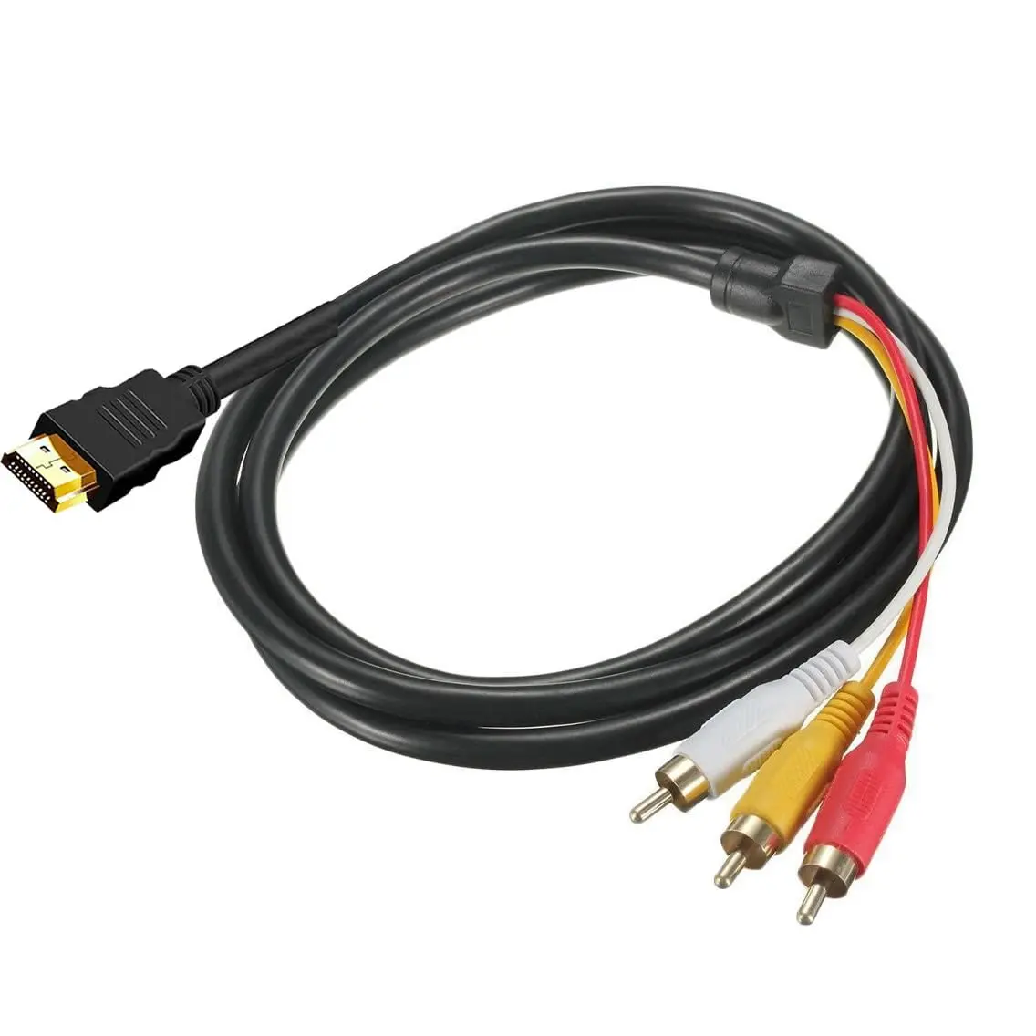 HDMI to 3 RCA Adapter Wire, 1080P 5ft/1.5m Male Audio Video AV Lead Connector, Protective Accessories for TV, DVD, Signal-Transferring Devices (Requires HDMI/AV Adapters for Non-Signal-Transferring Units)