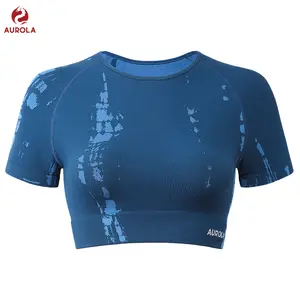 AUROLA Serpent Snake Seamless Workout T-Shirts for Women,Short Sleeve Crop Top Gym Yoga Athletic Shirts Tee