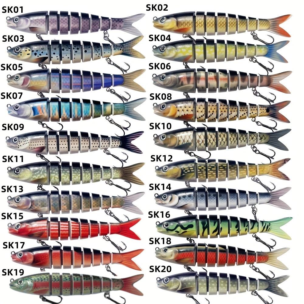 19g 8-Segment Multi-Jointed Fishing Lure Set Floating Sinking Minnow & Pencil Hard Baits Realistic Swim Action Sharp Treble Hooks Long Casting for Freshwater Saltwater Bass Pike Walleye Fishing Tackle