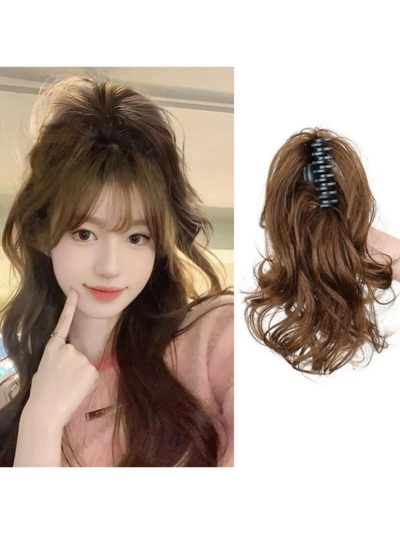 Short Curly Ponytail Extension 14 Inch Clip On Synthetic Hairpiece Natural Looking Volume Boost Easy Wear Instant Hairstyle Hair Accessory for Women Halloween Christmas Party Style