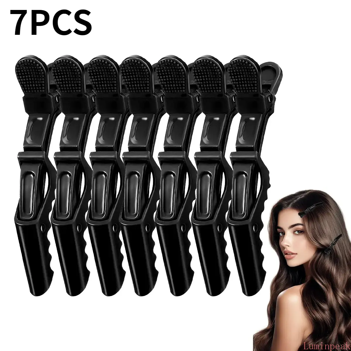 7 PCS Professional Plastic Double-Hinged Alligator Sectioning Clips, Extra-Wide 0.5 Inch Teeth for Thick Hair, Non-Slip Grip for Salon Styling (Indoor Recreation Use), Sectioning Clip