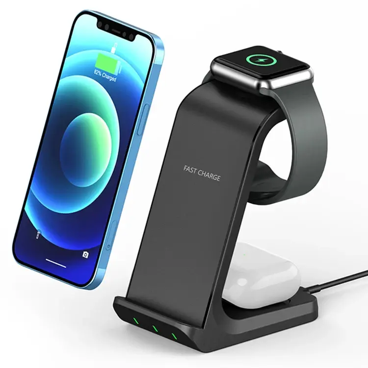 3-in-1 ABS-PC-Silicone Wireless Charging Bracket, Latest Design, 10W Output, Electronic Charger for Smartphones, Cellphones and Mobile Devices, Smartphone