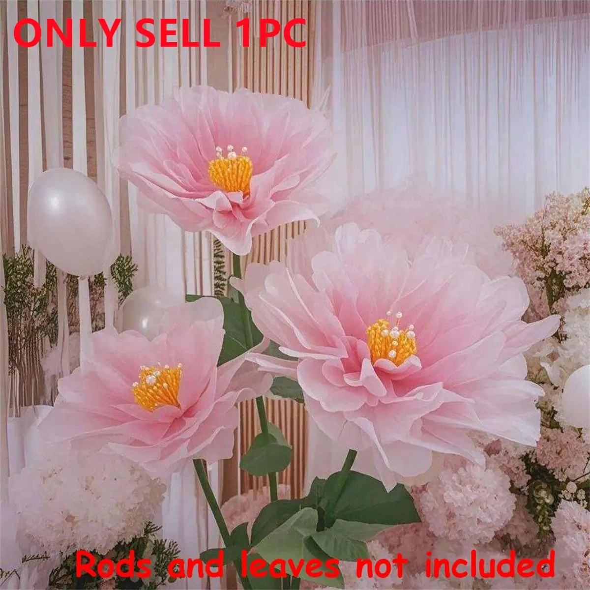 50cm Silk Peony Artificial Flower, Elegant Wedding Decoration, Realistic Stems, Perfect for Valentine's Day and Special Events