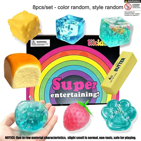 8pcs/set - Mystery Surprise Blind Box Pinch, Blind Box Stress Relief Toy, Soft Squeeze Toy, Squishy Set, Sensory Set, Creative Slow Return Pinch, Party Gift, Squishies Pack