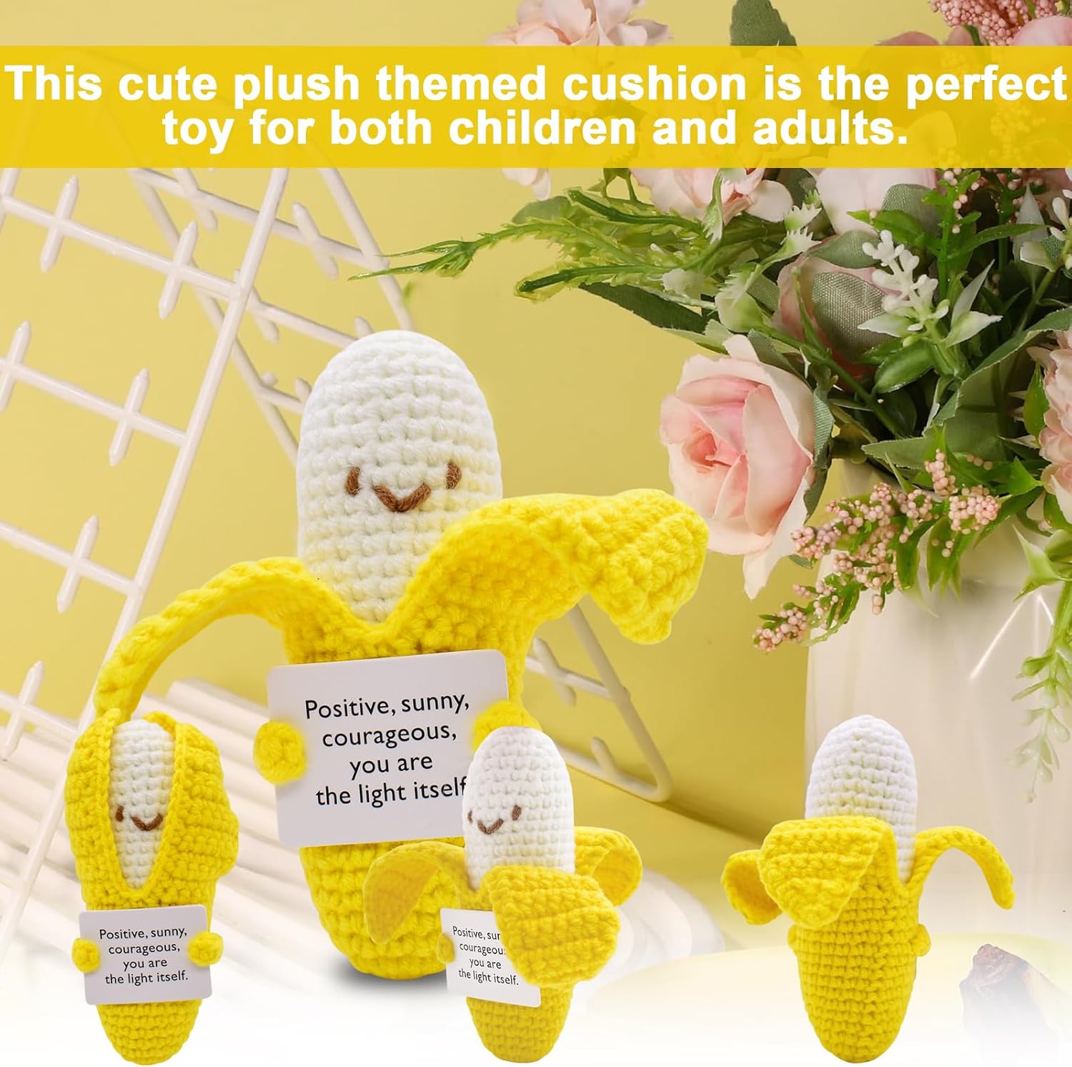 Adorable handmade banana crochet dolls! mini fruit plush toys are soft and well-crafted, perfect as cute little birthday gifts for both kids and adults. A charming tiny companion for desk decor or daily play, bringing smiles and sweetness to everyone