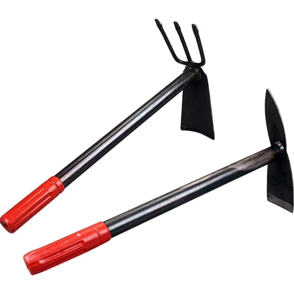 2 Pack Hand Garden Tools Set Hand Hoe and Cultivator Combo Carbon Steel Hand Tiller Hand Digger Pick Mattock Dual Headed Garden Hoes Weeding Tools Loose Soil Outdoor Lawn