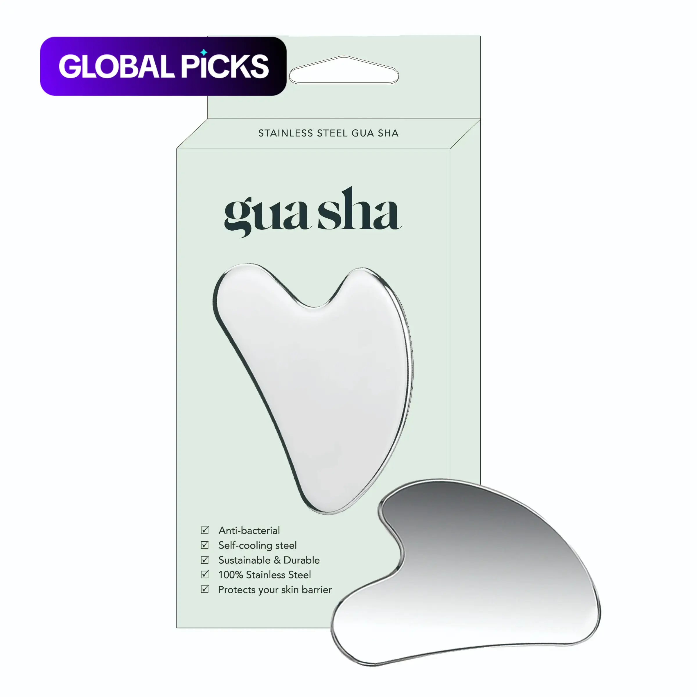 Premium Stainless Steel Gua Sha Facial Tool - Durable Metal Massage Board for Face and Body, Includes Exquisite Gift Box