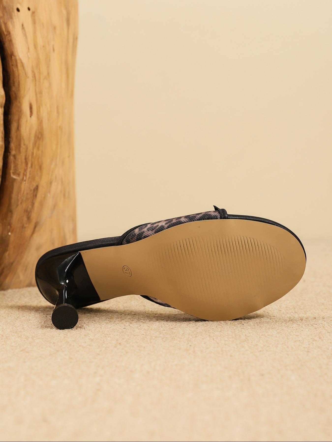 Women's Fashion Leopard Print Mule Sandals, Elegant Pointed Toe High Heel Sandals for Party, Daily Clothing Decor for Women & Girls