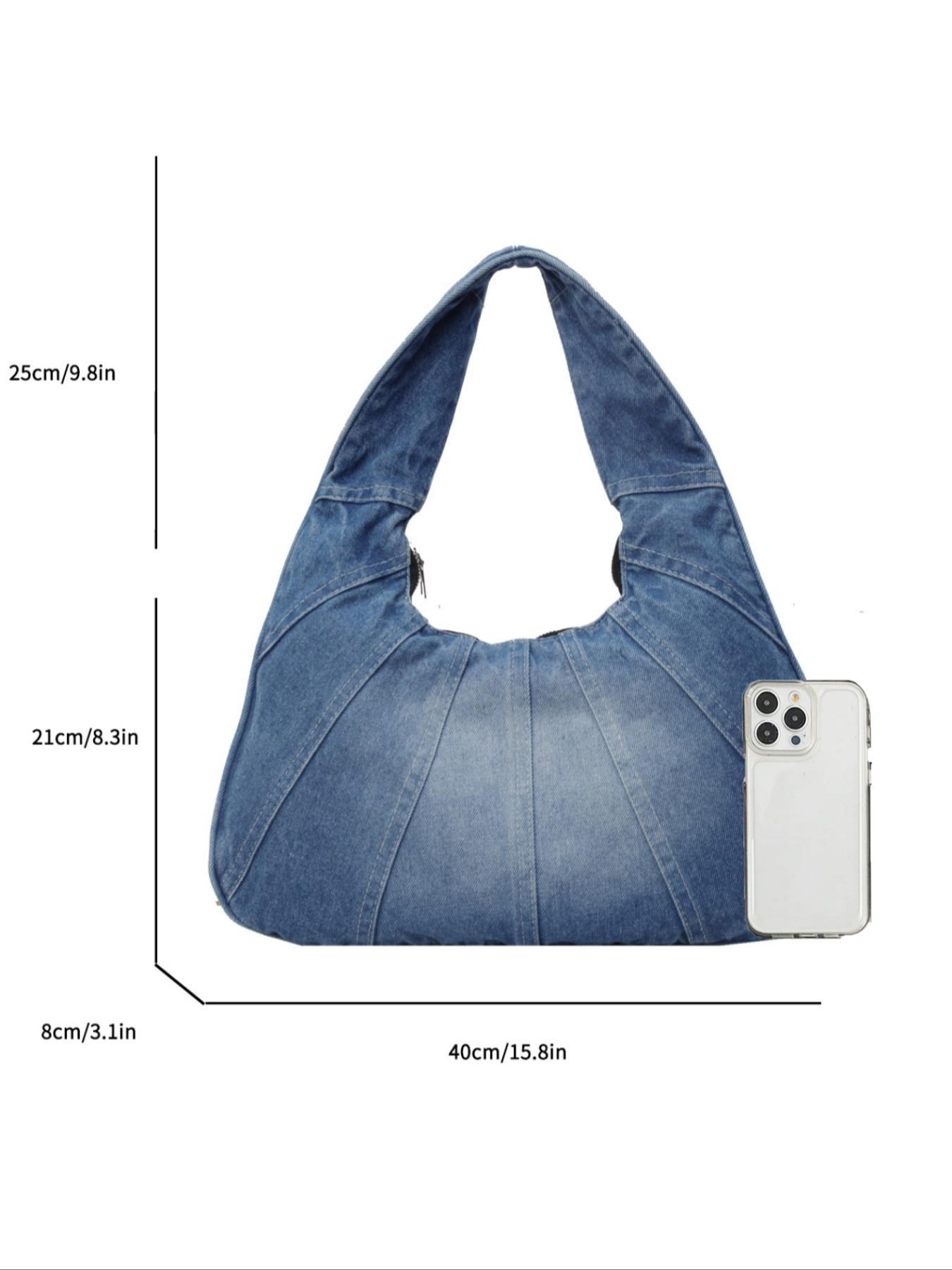 Women's Fashionable Denim Shoulder Bag, Shoulder Purse, 2025 New Style Casual Versatile Zipper Slouch Bag for Daily Used As Gifts, Trendy All-match Purse Bag for Commute, Work, Travel, Gifts for Her, Denim Crossbody Bags