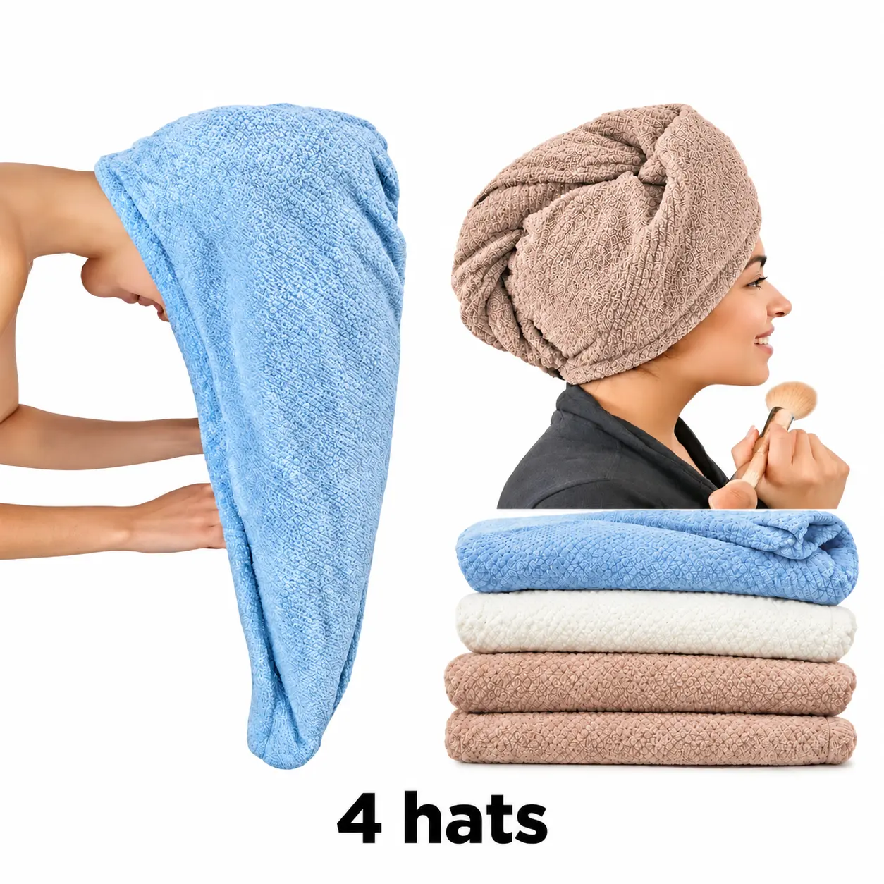 Women's Microfiber Hair & Body Towel Wrap Set, 2-Piece or 4-Piece – Quick-Drying, Soft & Absorbent Hair Wraps with Button Closure & Bath Wrap Towels for Home Spa