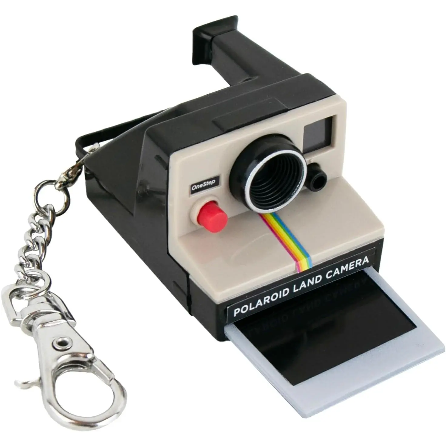 Miniature Polaroid Camera Keychain - Retro Classic Novelty Stress Relief Toy with Clickable Red Shutter Button, Simulated Film, Sound Feature, With Sound