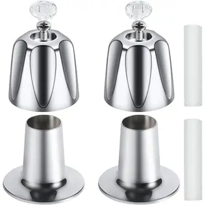 2-Piece Shower Knob Replacement, Compatible with Verve Bathtub Shower Faucet Handle, Includes Hot & Cold Knob and Flange Base (Polished Chrome)