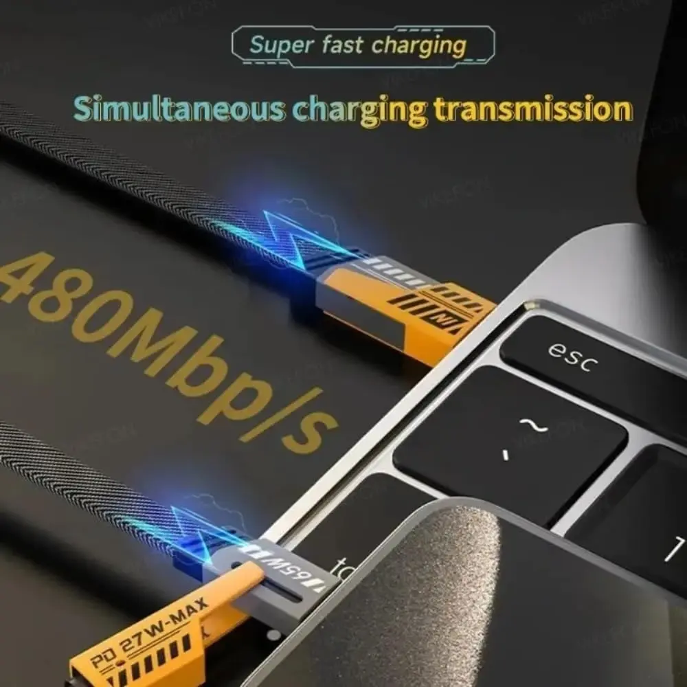 4 in 1 Keychain USB Type C PD 65w Fast Charging Cable, Multi-Function Data Cable for iPhone, Samsung, Macbook, Quick Charge for Mobile Devices