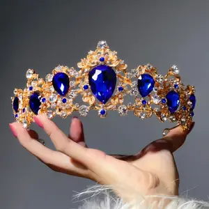 Baroque Vintage Rhinestone Crown for Brides, European-American Luxurious Wedding Hair Accessory, Queen's Birthday Party Headpiece