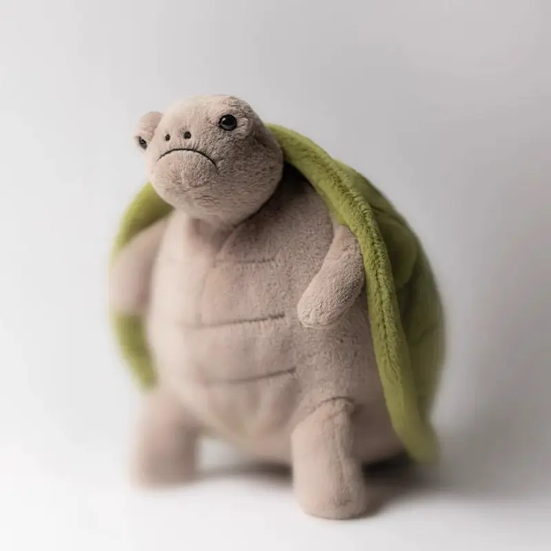 Minimalist Unisex Grumpy Turtle Stuffed Animal - Soft Green Shell Tortoise Doll, Kids Bedtime Buddy, Bedroom Decor, Birthday Gift, Sofa Throw Pillow Companion