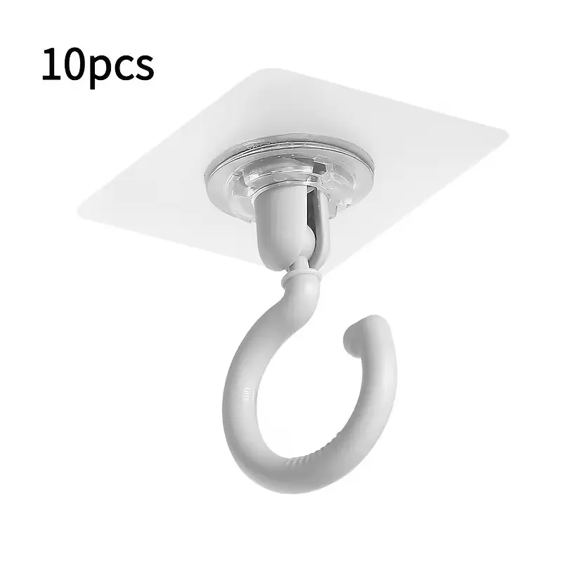 10-Pack 360-Degree Rotating Ceiling Hooks, No Drilling Self-Adhesive, Ideal for Lamps, Plants, Lanterns, Wind Chimes, Clothes Hangers, Mobile Curtains