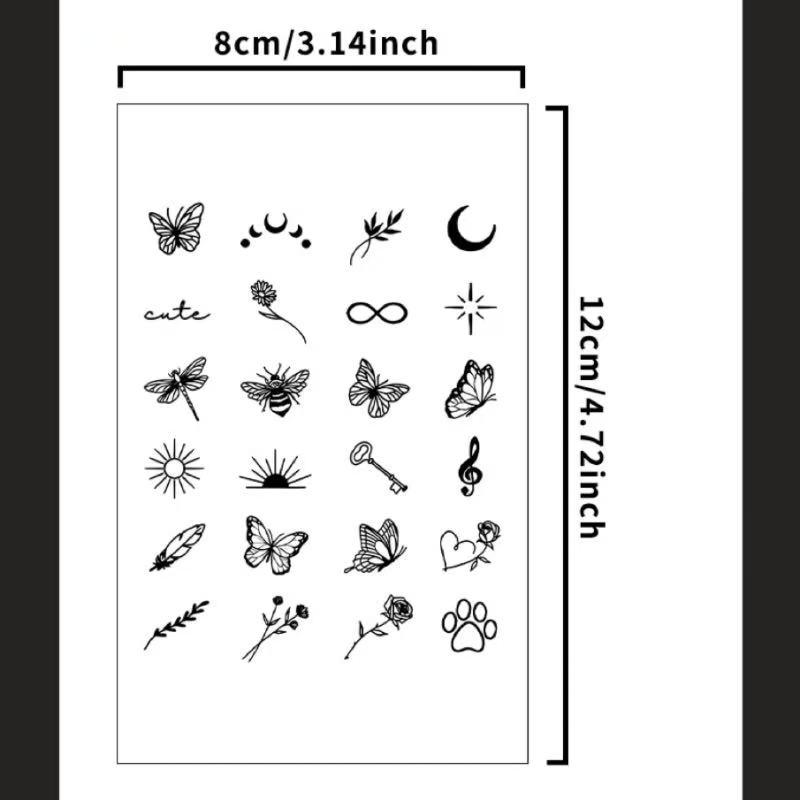 8 Sheets 154 Pcs Tiny Small Temporary Tattoos For Women Men Finger Hands, Cartoon Bohemia Fake Tattoo Stickers For  Parties, Festivals & Halloween,  Bulk Cute Black Long Lasting Vintage Tatoos Neck Cholo,