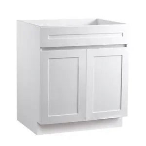VEVOR White Shaker Base Cabinet, 30-Inch Unassembled Sink Base Cabinet, 30" Wx 24" Dx 34.5" H Ready to Assemble Cabinet with Soft-Close Doors and Adjustable Shelf, for Home Office