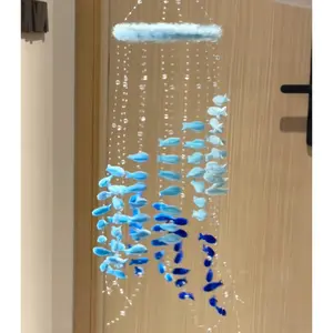 Blue Gradient Fish Wind Chime DIY Kit, Handmade Craft Supplies, Perfect Gift for Girlfriend, Friends, Parents, Grandparents