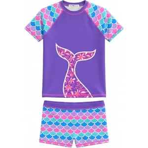Girls Rash Guard Swimsuit Rare Hem Cuffs Bathing Suit UPF 50+ Protection(Gift)