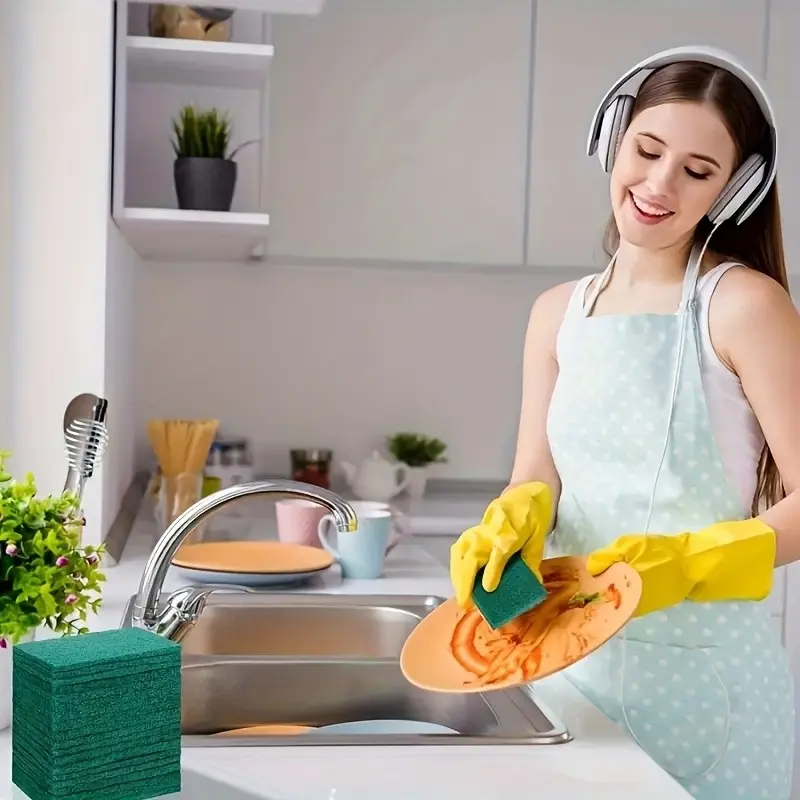 2/5 Piece Diamond Abrasive Scrub Pads, Dual-Sided Stain Removal, Cuttable Home Dishcloth, Ideal for Washing Dishes, Cleaning Kitchen Tools, Dual Sided Sponge