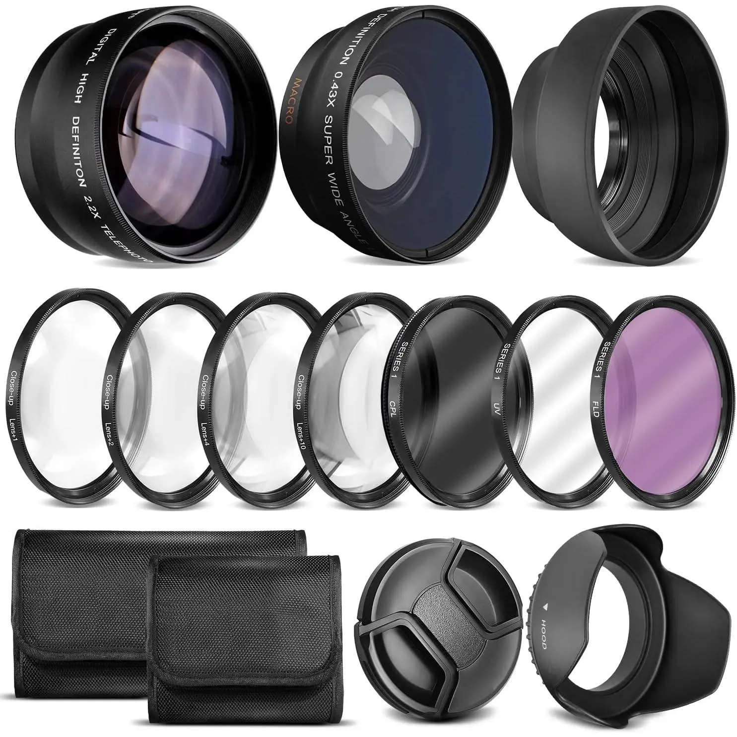 Lens Kit for Canon Rebel T3, T5, T5i, T6, T6i, T7i, EOS 80D, EOS 77D Cameras with Canon EF-S 18-55mm is II STM Lens - Includes: 7pc 58mm Filter Set + 58mm Wide Angle and Telephoto Lens
